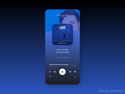 Music App UI Concept ( Music Player ) adobe xd app app concept app design app ui blue clean design druhin flat graphic design minimal mobile mobile app mobile app design music music app music player ui ux