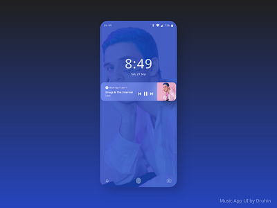 Music App UI Concept ( Music Player - Lock Screen ) adobe xd app clean design druhin flat graphic design illustration minimal mobile mobile ui music app music player screen spotify typography ui ui kit ux wallpaper