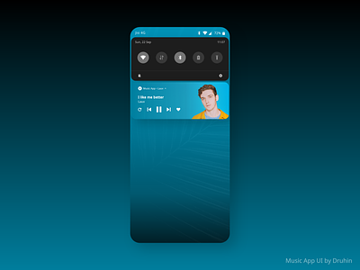 Music App UI Concept ( Music Player - Notification Bar )
