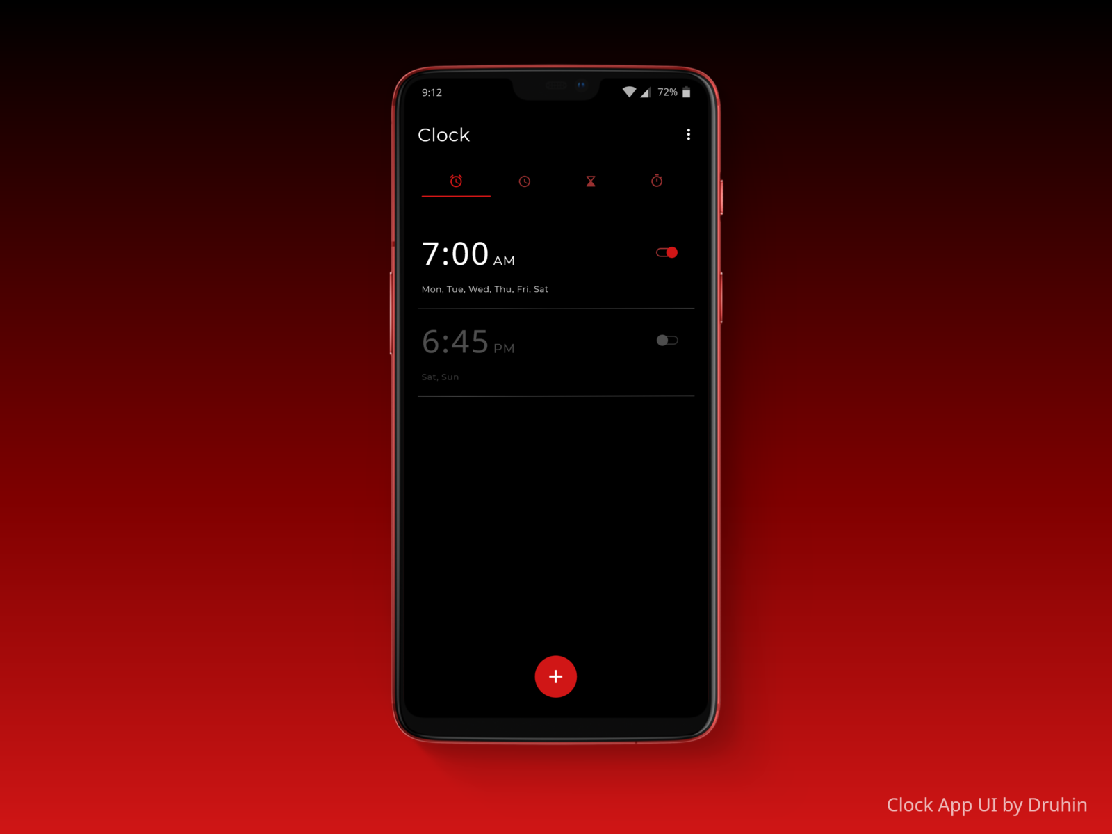 Clock app alarm page design uplabs challenges by druhin tarafder on 