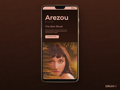 'Arezou' - beauty care - Mobile Website Design concept adobe xd beauty branding care druhin flat gradient graphic design homepage landing page minimal mockup typography ui ux web web design website website concept website design