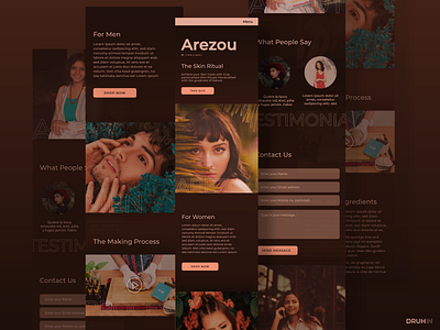 'Arezou' - beauty care - Mobile Website Full Design concept adobe xd beauty branding care clean design dribbble druhin flat home page invite landing page minimal mobile rebound typography ui ux web design website design