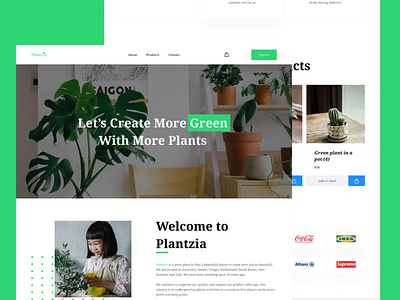 Plantzia design green web design web ui