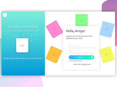 Stickyzone sign-in UI adobe xd branding dailyui design dribbble ui