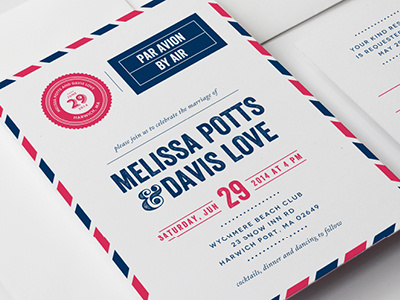 Vintage Air Mail wedding invitation typography wedding invitations