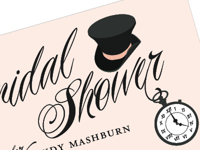 Mad Hatter bridal shower illustration invitation