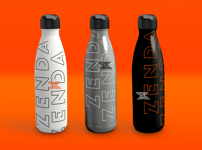 Zenda Water Bottles branding graphics logo swag typography zenda