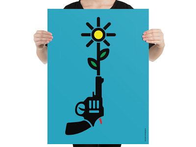 Flower & Gun icons illustration logo poster vector