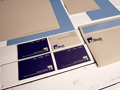 MBlock identity business cards logo paper recycled paper