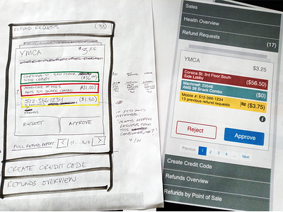 Refund Request - Mobile UI Wireframe admin interface mobile pos product product design sketch ui ux wireframes