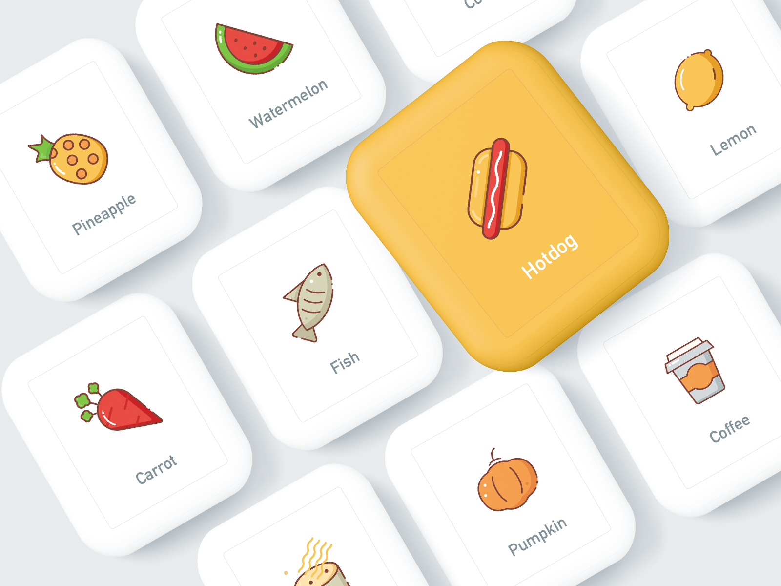 Various Cute Food Icons By Yananzhou On Dribbble 