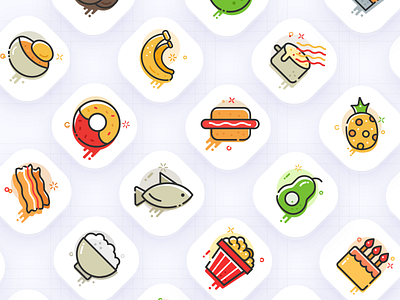 Various cute food icons