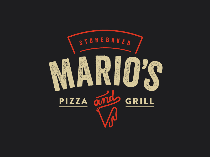 Mario's Logo branding food grill identity logo pizza pizzeria restaurant stonebaked takeaway typography