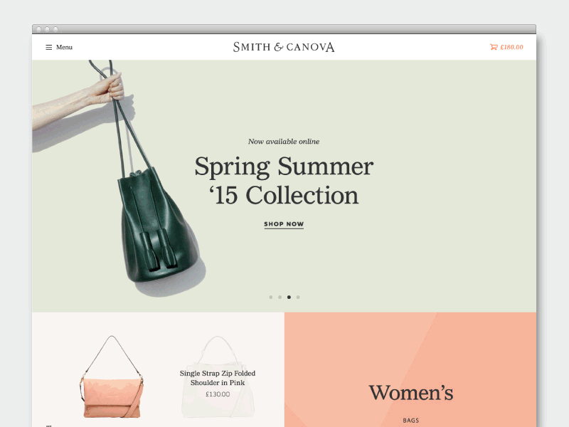 Smith & Canova Website bags ecommerce responsive web design website