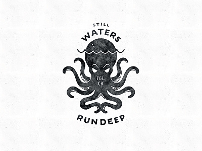 Still Waters drawn hand hand drawn illustration nautical octopus still water typography