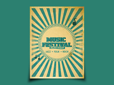 Retro music festival poster design illustration illustrator photoshop vector