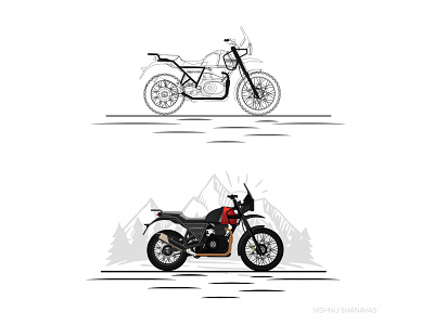 Himalayan Bike Vector Drawing bike design drawing himalayan illustration illustrator rider riding royalenfield vector
