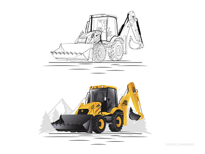 JCB Vector Drawing construction design heavy vehicle illustration illustrator jcb vector