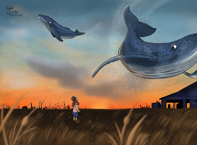 whale watching child illustration childrens book illustration childrensbookillustration dream illustration