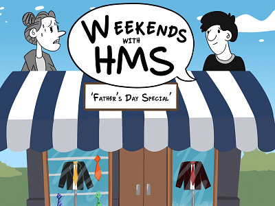Weekends with HMS Huawei - Fathers day edition branding comic strip design illustration