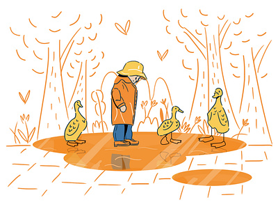 Children and ducks Illustration