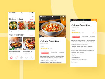 Recipe App android app design chicken design ingredients interaction design ios mobile app design mobile ui recipe recipe app soup ui ux ui design uiux user experience user interface white