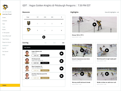 Pittsburgh Penguins Website Redesign