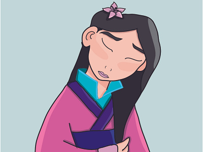 Mulan character disney elegance fanart flower haircut illustration kimono mulan sad warrior