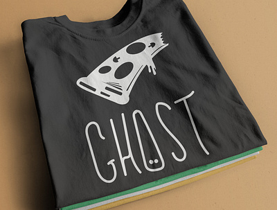 GHOST T-SHIRT character design ghost happy illustration logo mockup pizza vector