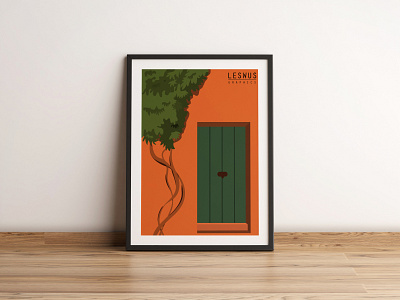 La puerta verde design door house illustration poster spain