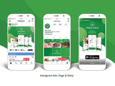 Makan Sehat Mobile Apps : Instagram app branding design green logo mobile app ui ux