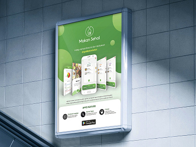 Makan Sehat Mobile Apps : Poster app branding design green logo mobile app photoshop poster ui ux