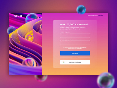 Sign-Up Page abstract branding clean colourful dailyui design e commerce form glass gradient graphic design landing login modern signup signup page simple technology ui ux