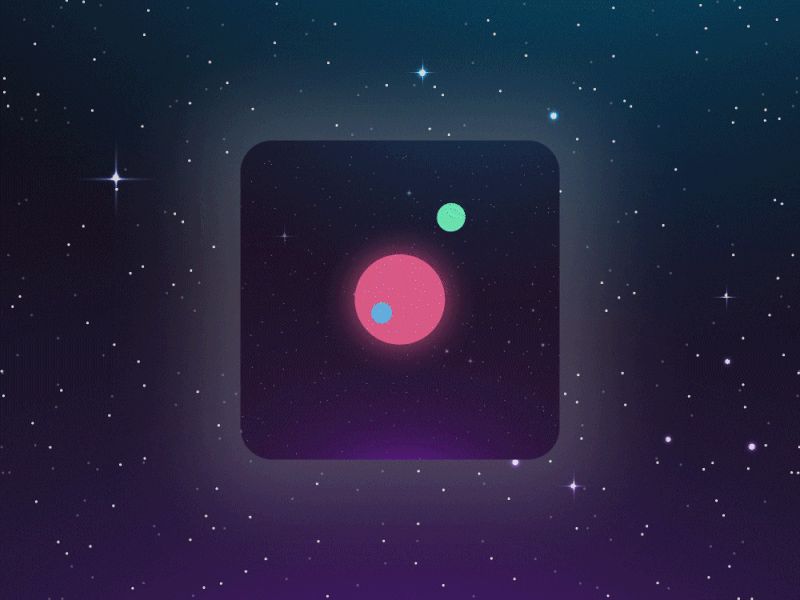 App icon animated after effects alien animated animated icon animation branding bright dailyui dark figma glow icon logo night orbit planets space stars ui ux