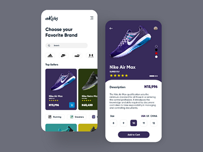 Shoe App Design (Nukicks) app design shoe ui design