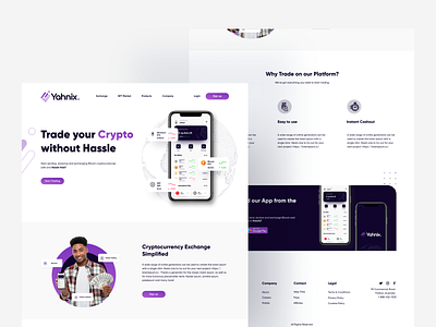 Landing page designed for Yahnix Cryptocurrency Platform