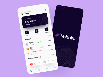 Yahnix Crytpo Wallet App app branding design flat illustration logo ui ux vector web