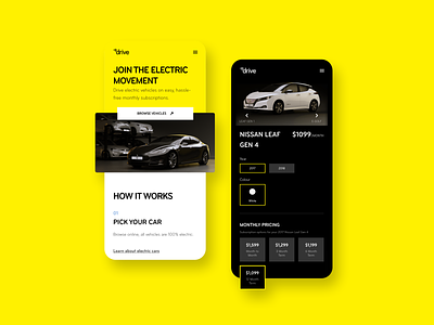 Mercury Drive app bee bunny drive electric car electric vehicle mercury product design sam tesla ui ux yellow