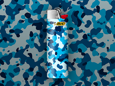 Frost BIC Lighter bic blue camo camouflage frost ice lighter white