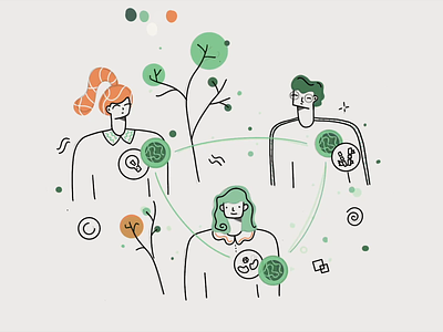 Connecting - Networking character character design clean connect connecting desktop illustration illustrator krixi logo network networking networks office officience tree