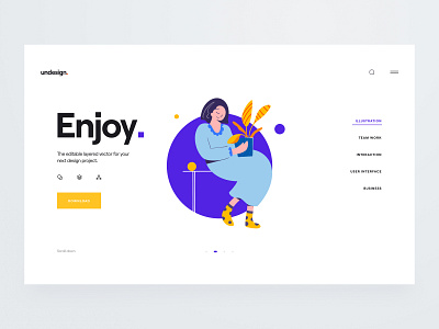 Enjoy - Illustration branding character character design desktop download girl header hero banner illustration illustration agency illustrator sitting tab tree ui ui design ux design vector web woman