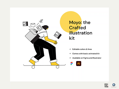 Moyo - The crafted illustration kit activities character character design clean freebie girl illustration illustration agency illustrator kit krixi moyo ui8