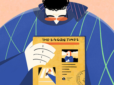 The Saigon Times character character design clean departure illustration illustrator krixi magazine magazine cover magazine design marathon monalisa moyo newspaper reading sunglasses vintage