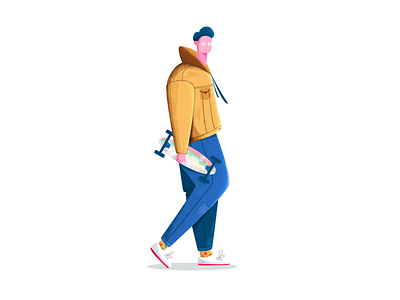 Skateboarding adidas affinity designer character character design clean glasses hoodie illustration illustrator jackets jeans krixi man nike procreate shoes skateboard socks standing
