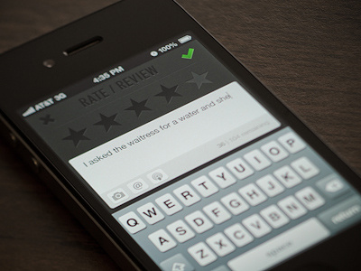Iconica Review Screen app charcoal dark ios iphone mobile tab bar wip