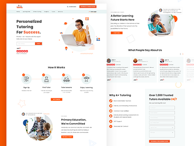 Concept Design For A++ Tutoring Company education landing page learning tutor ui web design