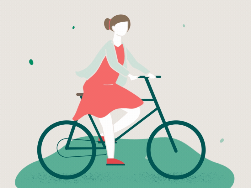 Future mum ride bike flat illustration mum nature particles ride shape shape animation vector women