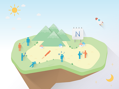 Near - A social network concept design friend illustration island network social uiux