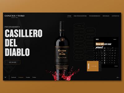Redesign Website Wine Company Concha y Toro black casillero del diablo chile dark gold landing new red redisign redwine spain ui ux web website wine wine label