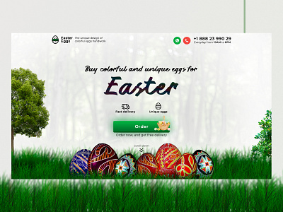 Colorful eggs for Easter landing page